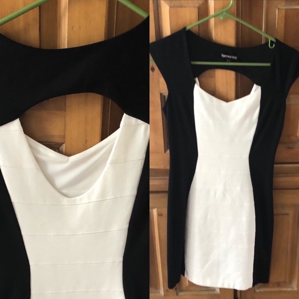 2/$10. Express black and white form fitting dress